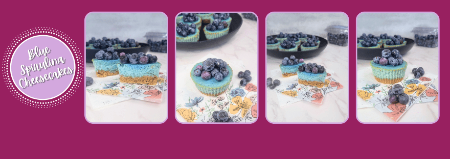 Blue Spirulina Mini Cheesecakes